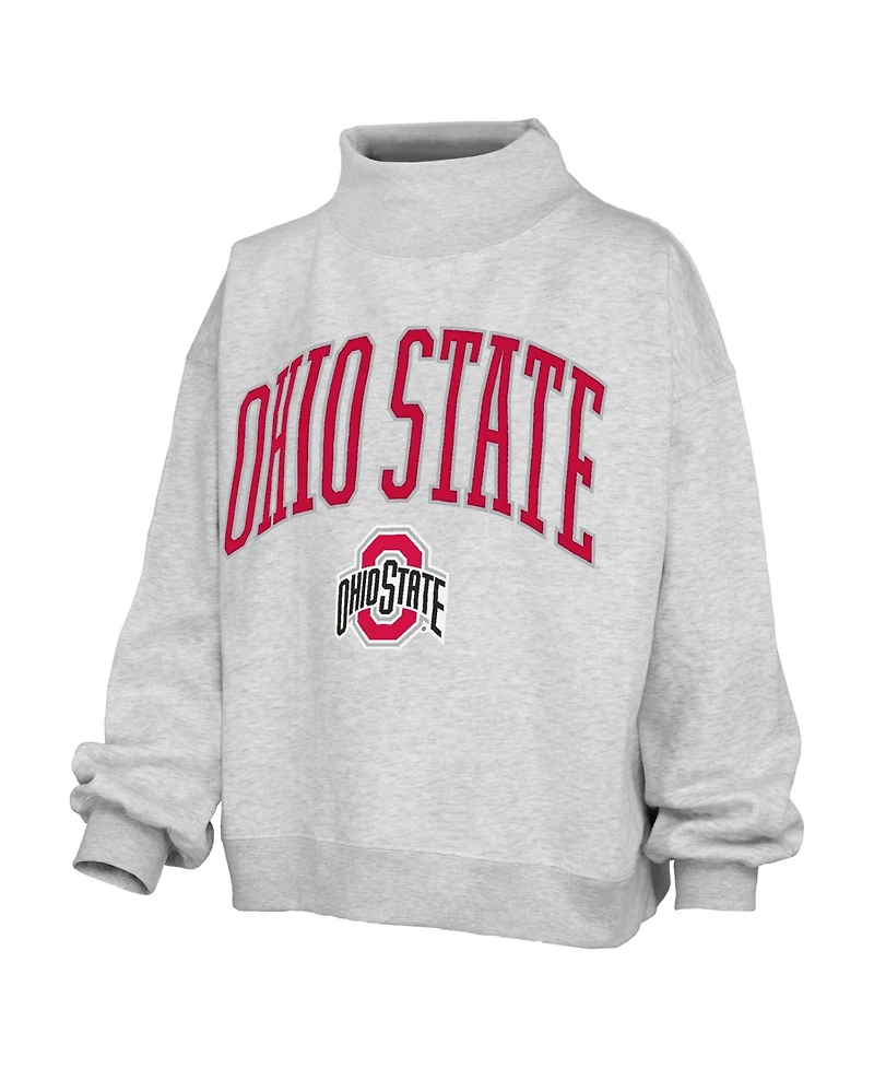 Pressbox Women's Ohio State Buckeyes Nelson Texture Lingo Oversized Mock-Neck Sweatshirt