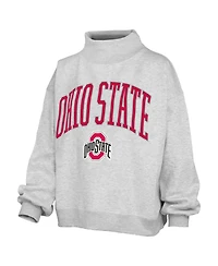 Pressbox Women's Ohio State Buckeyes Nelson Texture Lingo Oversized Mock-Neck Sweatshirt