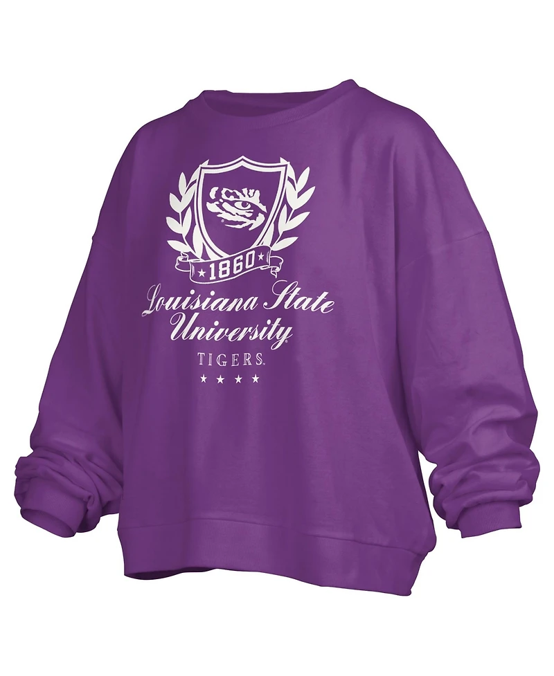 Pressbox Women's Lsu Tigers Janice Oversized Graphic Fleece-Lined Pullover Sweatshirt