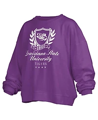 Pressbox Women's Lsu Tigers Janice Oversized Graphic Fleece-Lined Pullover Sweatshirt