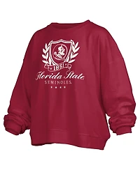 Pressbox Women's Florida State Seminoles Janice Oversized Cropped-Hem Graphic Pullover Sweatshirt