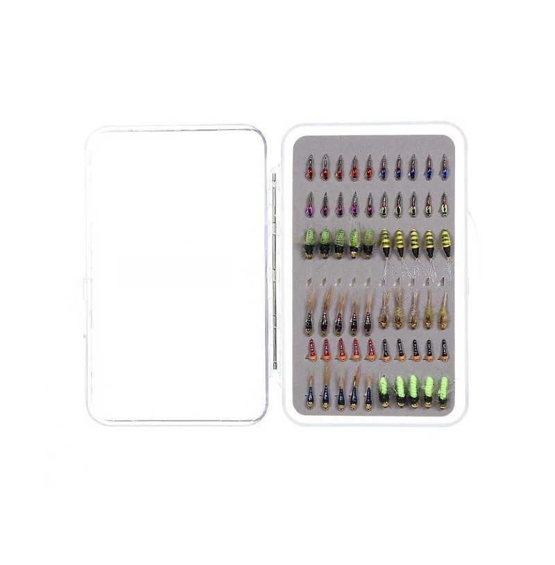 Piscifun 60 Hand Tied Fly Fishing Flies Assortment Trout Freshwater with Storage Box