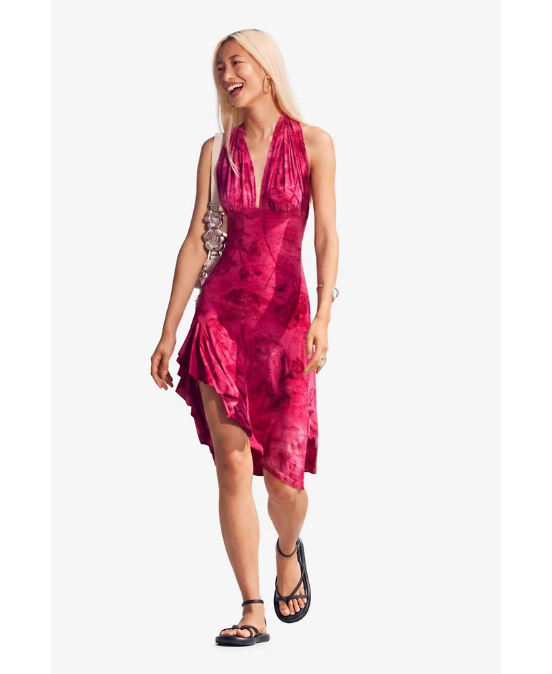 Desigual Women's Flocked halter dress