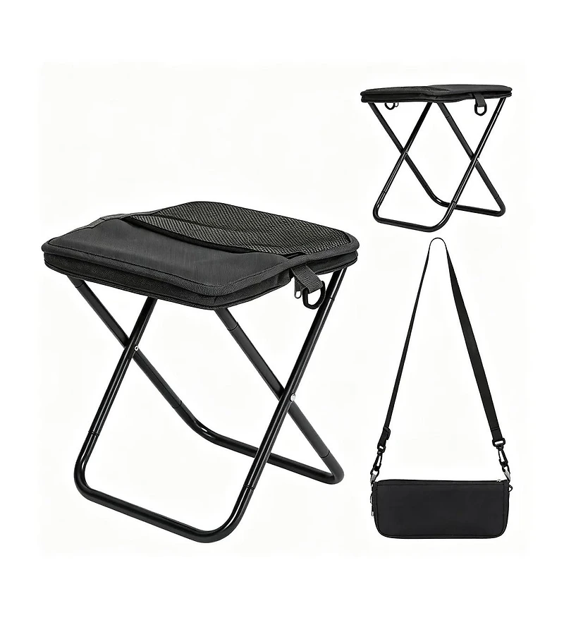Aofar Portable Collapsible Stool Folding Chair Pocket Foldable Side Mesh