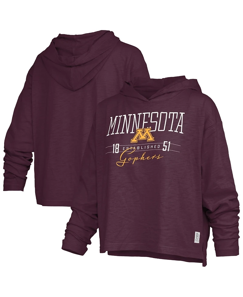 Pressbox Women's Minnesota Golden Gophers Castillo Oversized Slub Hooded Graphic Tee