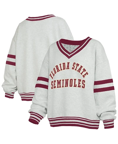 Pressbox Women's Florida State Seminoles Oates V-Neck Dropped-Shoulder Tackle-Twill Sweatshirt