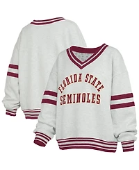 Pressbox Women's Florida State Seminoles Oates V-Neck Dropped-Shoulder Tackle-Twill Sweatshirt