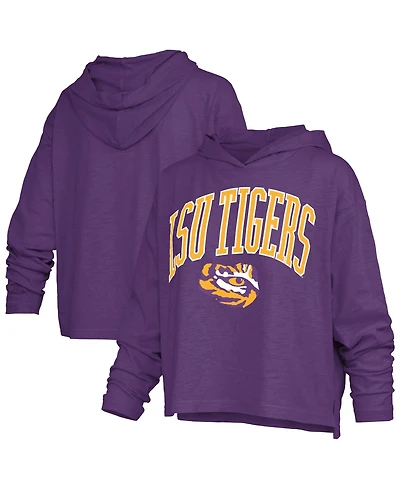 Pressbox Women's Nelson Lsu Tigers Relaxed-Fit Slub Long-Sleeve Hooded T-Shirt