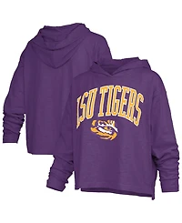 Pressbox Women's Nelson Lsu Tigers Relaxed-Fit Slub Long-Sleeve Hooded T-Shirt