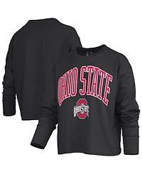 Pressbox Women's Ohio State Buckeyes Motley Burnout Boxy Long Sleeve T-Shirt