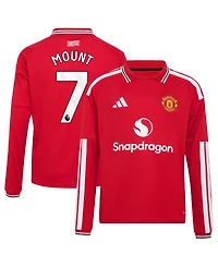 Adidas Boys' and Girls' Manchester United Mason Mount 2026/27 Home Long-Sleeve Regular-Fit Polo-Collar Jersey