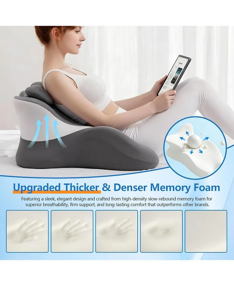 Piscifun Memory Foam Wedge Pillow 27 Degree Angled Contoured Bed Support Cushion With Removable Cover