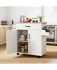Volenca Rolling Kitchen Island Cart with Storage Shelves and Casters