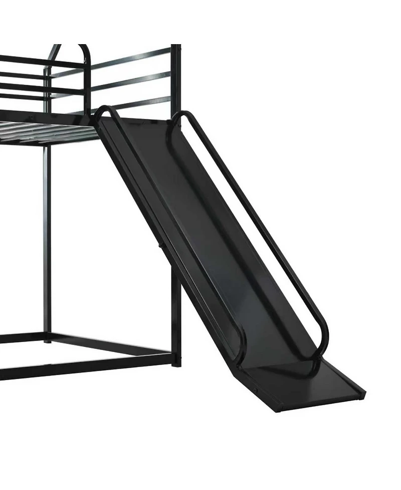 Slickblue Twin Over Kids House Bed with Bunk Design and Safety Guardrails