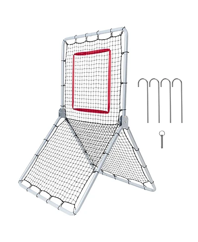 Sugift 3.5 x 6 Foot Baseball and Softball Pitchback Rebounder Net with 5 Adjustable Angles
