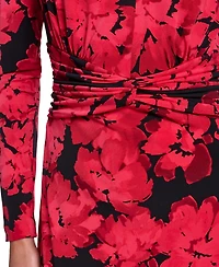 Calvin Klein Women's V-Neck Floral-Print Long-Sleeve Sheath Dress