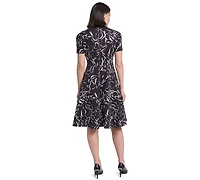 Calvin Klein Women's Floral-Print Fit & Flare Midi Dress