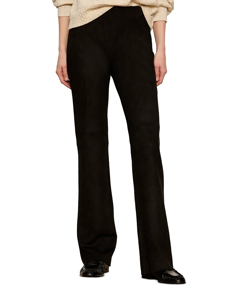 Sanctuary Petite Sashay Faux Suede Flared-Leg Mid-Rise Leggings