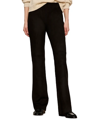 Sanctuary Petite Sashay Faux Suede Flared-Leg Mid-Rise Leggings