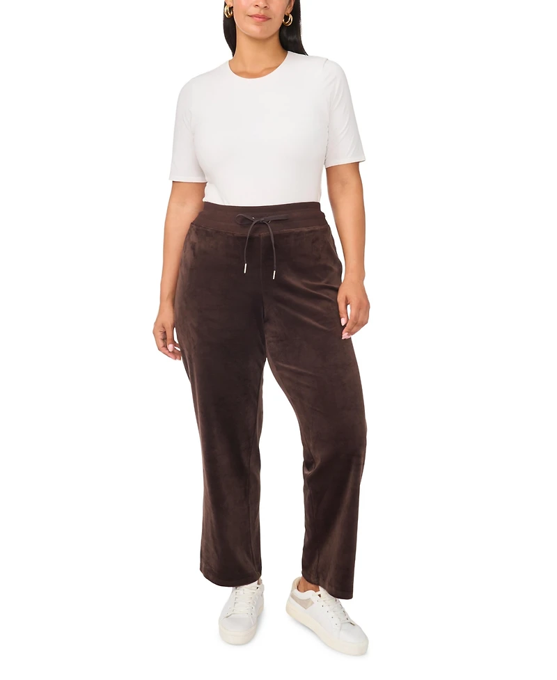 Vince Camuto Plus Velour Drawstring-Waist Straight-Leg Pants, Created for Macy's