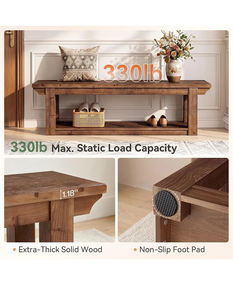 Tribesigns Shoe Rack Bench, Wooden Entryway Bench
