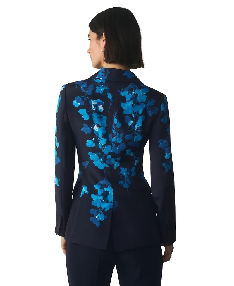 The Fold Women's Knighton Double-Breasted Floral-Print Silk Blazer