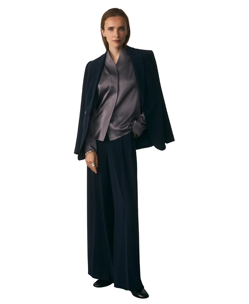 The Fold Women's Bowery Stretch Silk-Blend Long-Sleeve V-Neck Blouse
