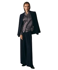 The Fold Women's Bowery Stretch Silk-Blend Long-Sleeve V-Neck Blouse