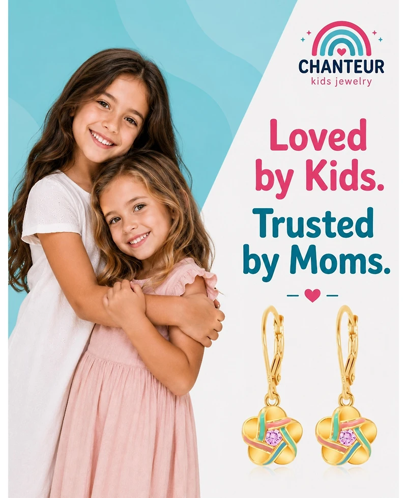 Chanteur Kids Flower Hypoallergenic Earrings for Girls with Leverbacks