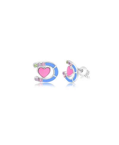 Chanteur Kids Heart Horseshoe Hypoallergenic Earrings for Girls with Surgical Titanium Screwbacks