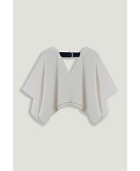 Nocturne Women's Belt Detail V-Neck Blouse