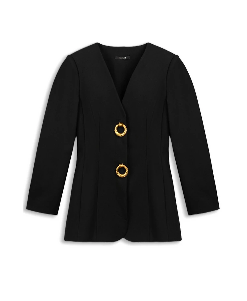Nocturne Women's Ring Button Wrap Front Jacket