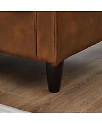 Streamdale Furniture Classic Tufted Faux Leather Sofa with Wood Legs