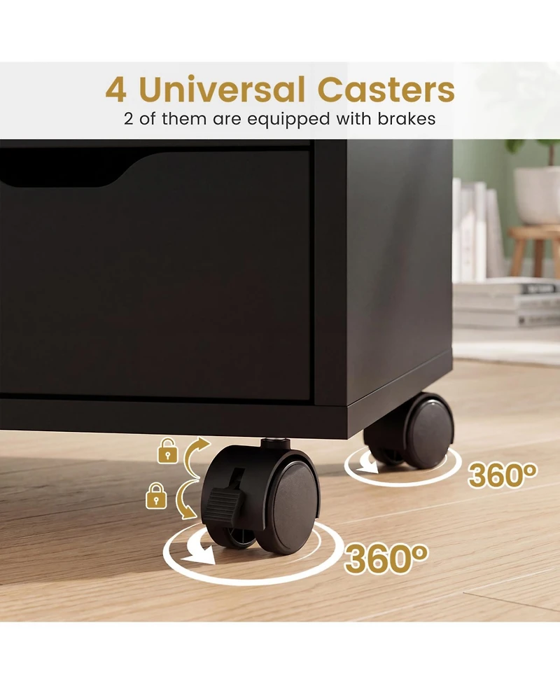 Mecale 5-Drawer Mobile Storage Cabinet with Door and Adjustable Shelf