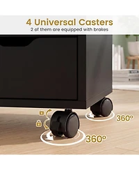 Mecale 5-Drawer Mobile Storage Cabinet with Door and Adjustable Shelf