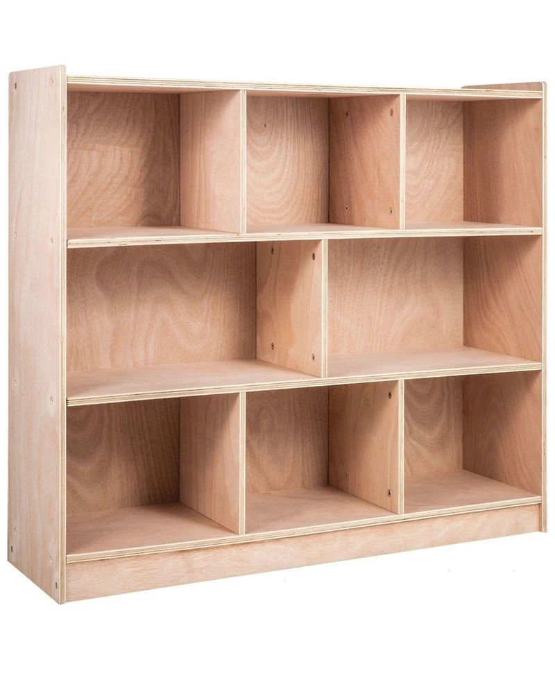 Slickblue Rolling Cubby Storage Cabinet with 8 Cubbies, 3-Shelf Organizer for Preschool and Classroom