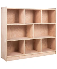Slickblue Rolling Cubby Storage Cabinet with 8 Cubbies, 3-Shelf Organizer for Preschool and Classroom