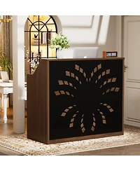 Streamdale 46.5" Modern Reception Desk with Storage Cabinet and Checkout Counter, Walnut