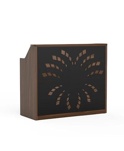 Streamdale 46.5" Modern Reception Desk with Storage Cabinet and Checkout Counter, Walnut