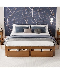 Streamdale Furniture King Size Platform Bed with 6 Storage Drawers,Pine Wood Storage Bed