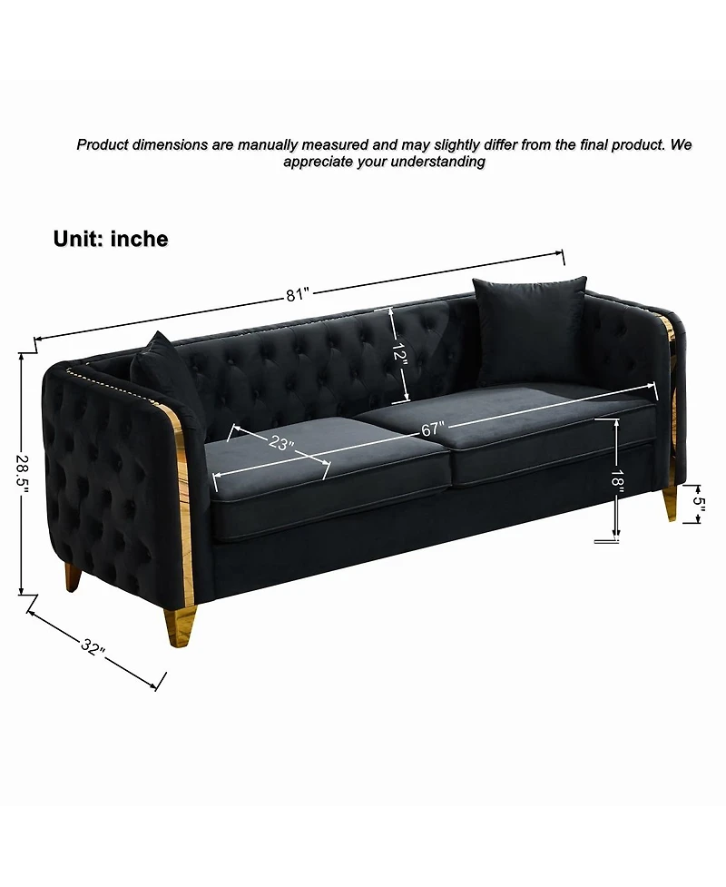 Streamdale Furniture Velvet Chesterfield 3+2 Seater Sofa with Gold Legs