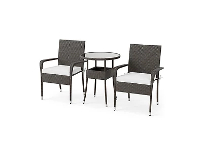 Boyel Living Patio Furniture Set Pe Rattan Wicker Chairs with Tempered Glass Top Table