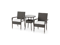 Boyel Living Patio Furniture Set Pe Rattan Wicker Chairs with Tempered Glass Top Table