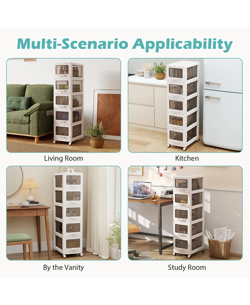 Mecale Drawer Rolling Storage Organizer Cart with Locking Wheels