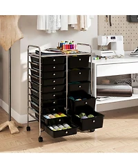 Mecale 15-Drawer Rolling Trolley with Chrome-Plated Frame