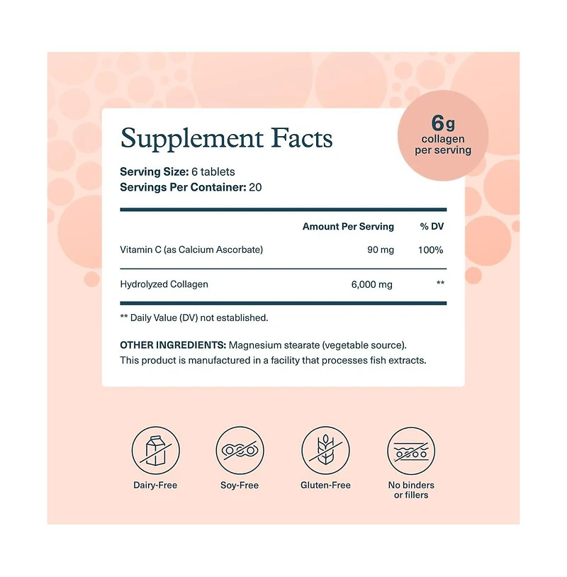 Youtheory Advanced Collagen 6,000 Milligram with Vitamin C for Hair, Skin and Nails Collagen Supplements for Women and Men 120 Tablets