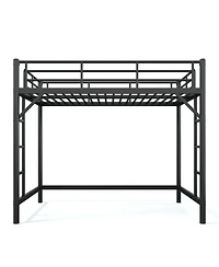 Streamdale Furniture Queen Size Metal Loft Bed with Ladder and Guardrails