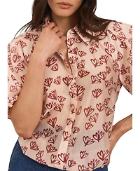 Mint Velvet Women's Heart Print Puff Sleeve Shirt