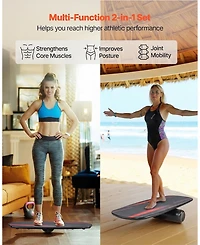 Hongge 32-Inch Wooden Balance Board Trainer with Roller Set