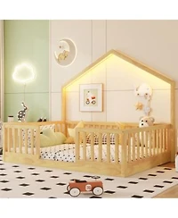 Streamdale Furniture Full Floor Bed with High Rails Light